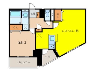 ﾗｸﾚｲｽ西新ﾚｼﾞﾃﾞﾝｼｬﾙﾀﾜｰの物件間取画像